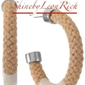 Alfani Silver-Tone Medium Braided Rope C-Hoop Earrings, 1.5"